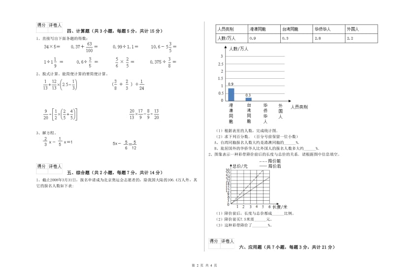 东莞市实验小学六年级数学【下册】自我检测试题 附答案.doc_第2页