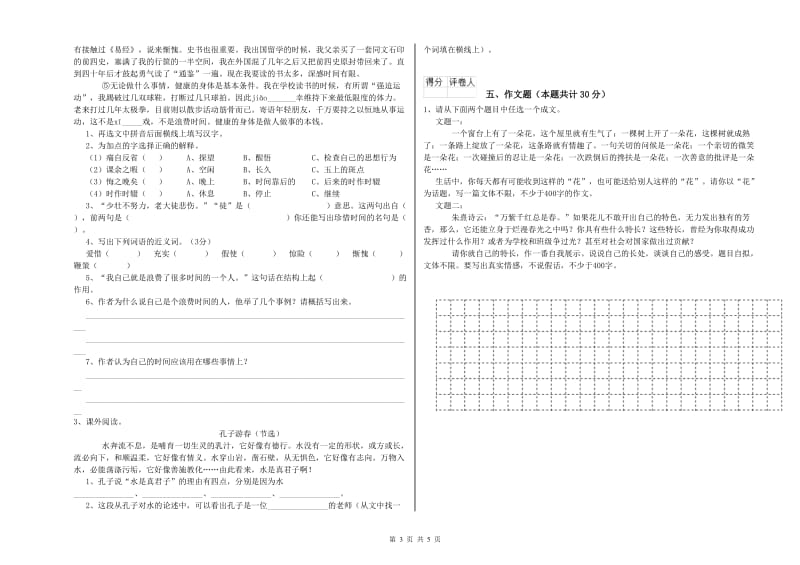 克拉玛依市重点小学小升初语文考前检测试题 含答案.doc_第3页