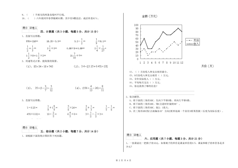 人教版六年级数学下学期自我检测试题B卷 附解析.doc_第2页