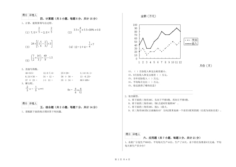 六安市实验小学六年级数学下学期全真模拟考试试题 附答案.doc_第2页