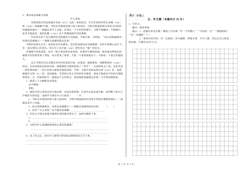 丽江市重点小学小升初语文全真模拟考试试卷 含答案.doc_第3页