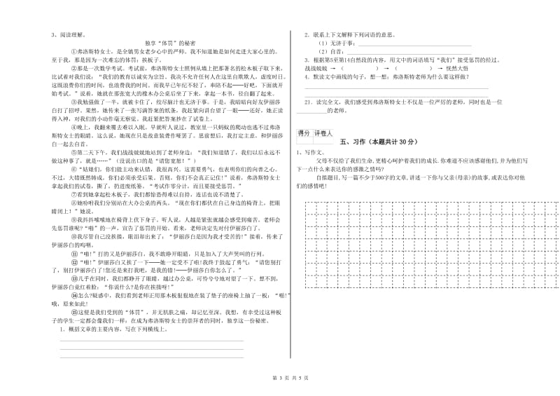 丽江市实验小学六年级语文下学期提升训练试题 含答案.doc_第3页