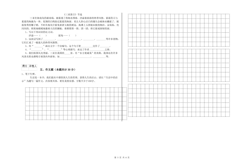 三亚市重点小学小升初语文考前检测试题 附解析.doc_第3页