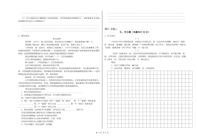 云南省小升初语文强化训练试卷A卷 附答案.doc_第3页