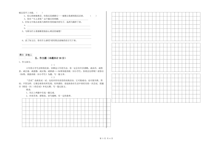 儋州市重点小学小升初语文综合练习试卷 附解析.doc_第3页