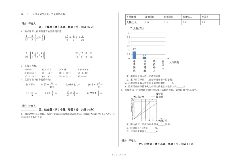 七台河市实验小学六年级数学上学期期中考试试题 附答案.doc_第2页