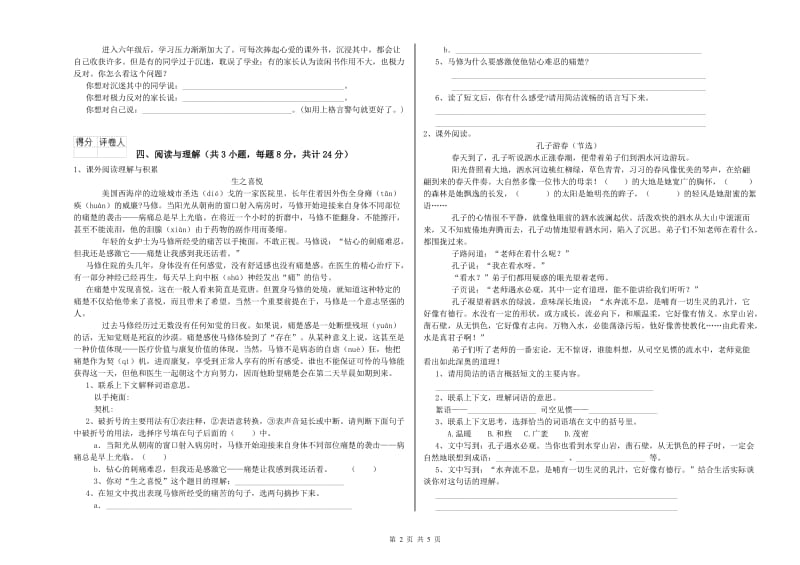 云南省小升初语文模拟考试试题B卷 附解析.doc_第2页