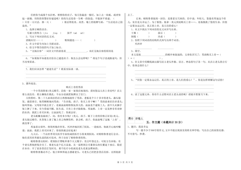 九江市重点小学小升初语文考前练习试卷 含答案.doc_第3页