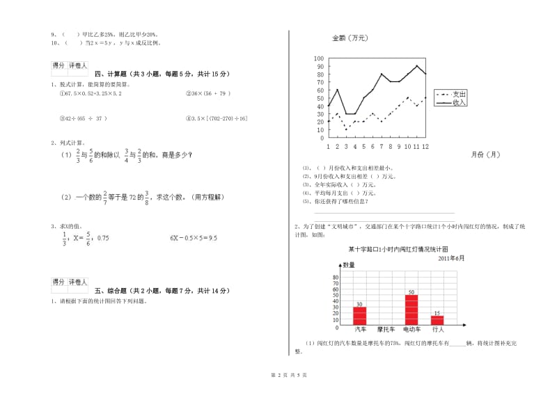 佳木斯市实验小学六年级数学上学期能力检测试题 附答案.doc_第2页