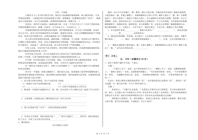 临沂市实验小学六年级语文下学期综合练习试题 含答案.doc_第3页