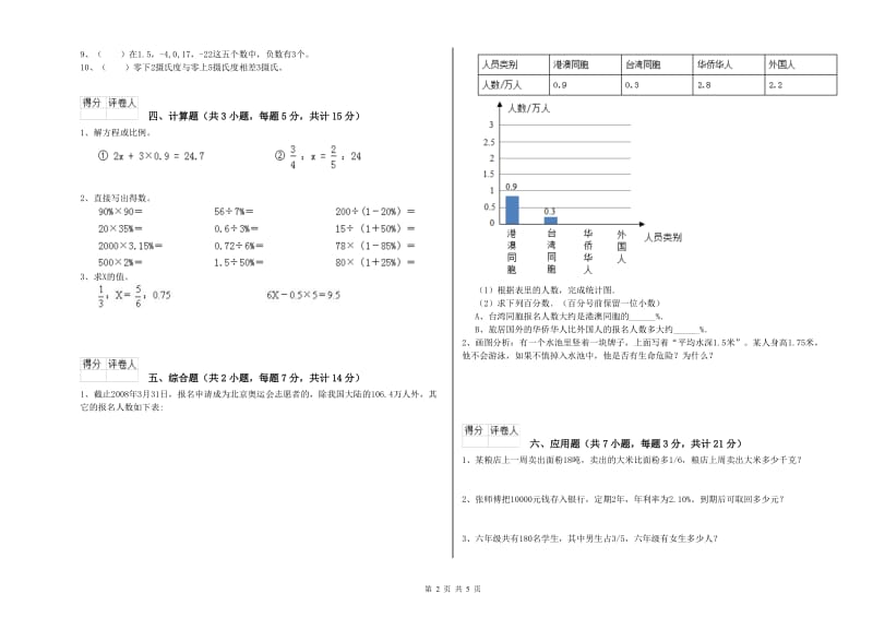 丹东市实验小学六年级数学下学期强化训练试题 附答案.doc_第2页