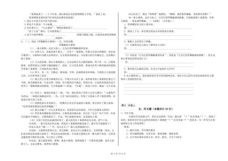 云南省小升初语文过关检测试题A卷 附答案.doc_第3页