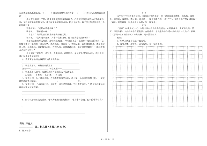 云南省小升初语文能力测试试题C卷 附解析.doc_第3页