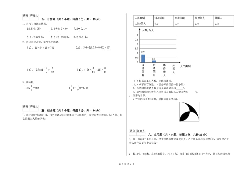 人教版六年级数学下学期综合检测试题A卷 附答案.doc_第2页