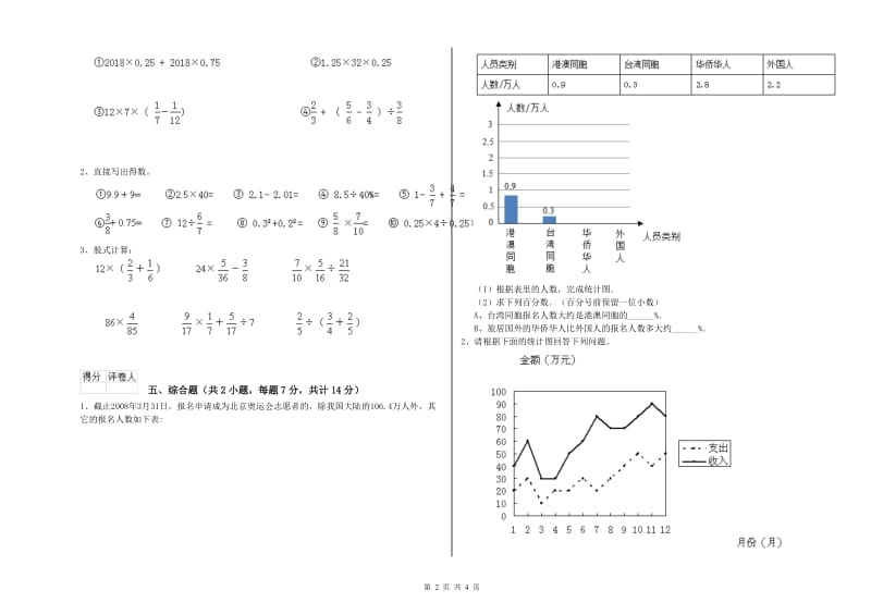 人教版六年级数学【上册】能力检测试卷C卷 附解析.doc_第2页