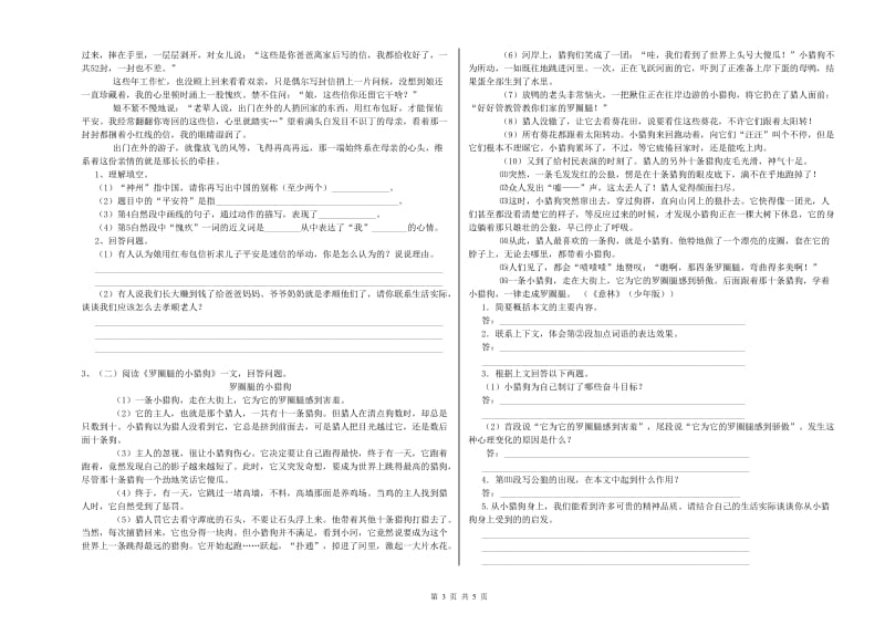 云南省重点小学小升初语文能力测试试题 附答案.doc_第3页