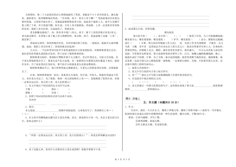 伊春市重点小学小升初语文能力检测试卷 含答案.doc_第3页