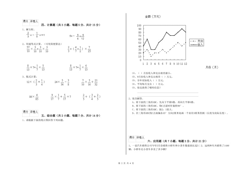 人教版六年级数学【上册】综合练习试卷B卷 附答案.doc_第2页