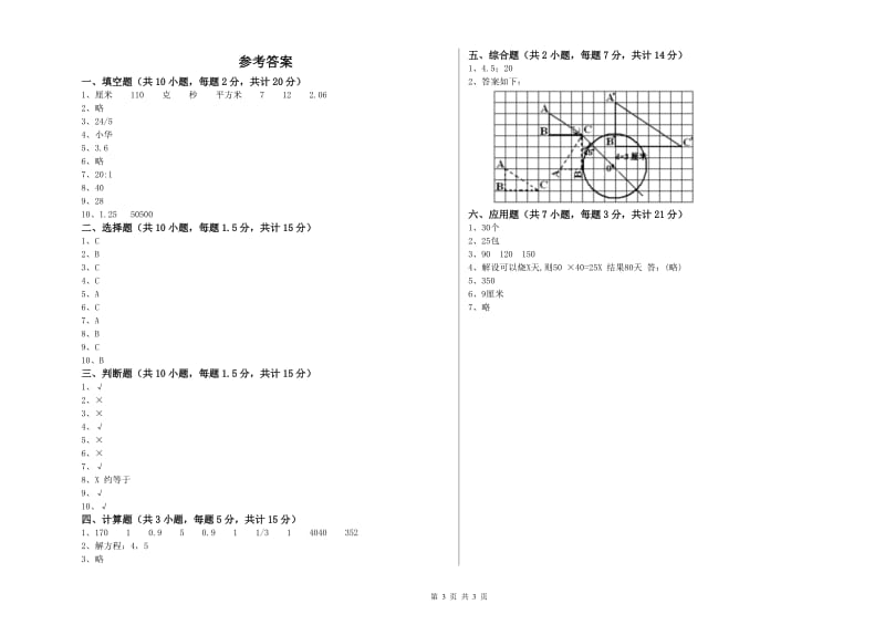 人教版六年级数学下学期开学检测试题D卷 附解析.doc_第3页