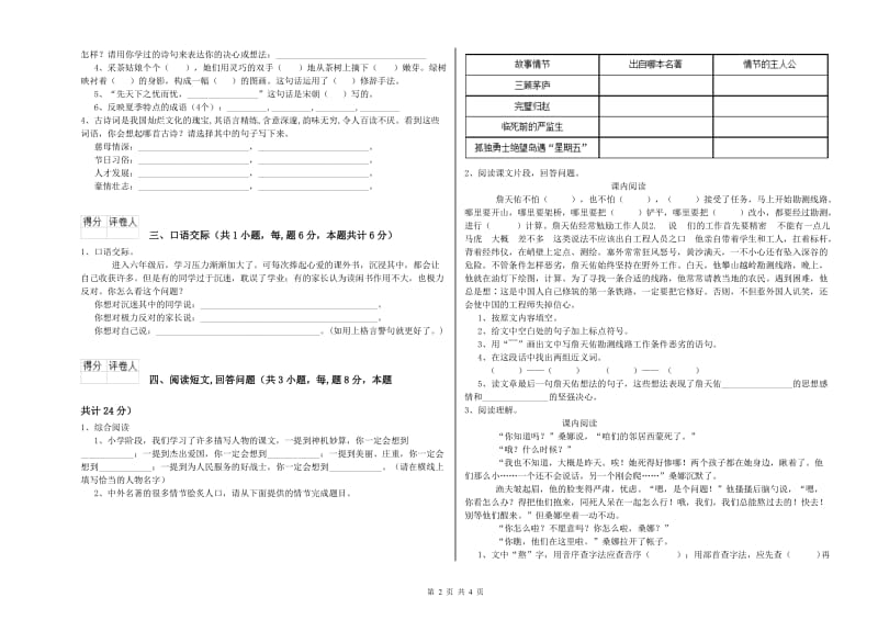 临沧市实验小学六年级语文【上册】能力测试试题 含答案.doc_第2页