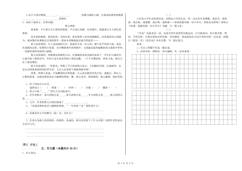 六安市重点小学小升初语文全真模拟考试试卷 含答案.doc_第3页