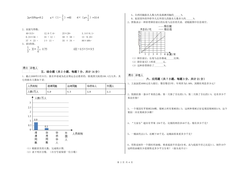 中山市实验小学六年级数学【上册】综合练习试题 附答案.doc_第2页