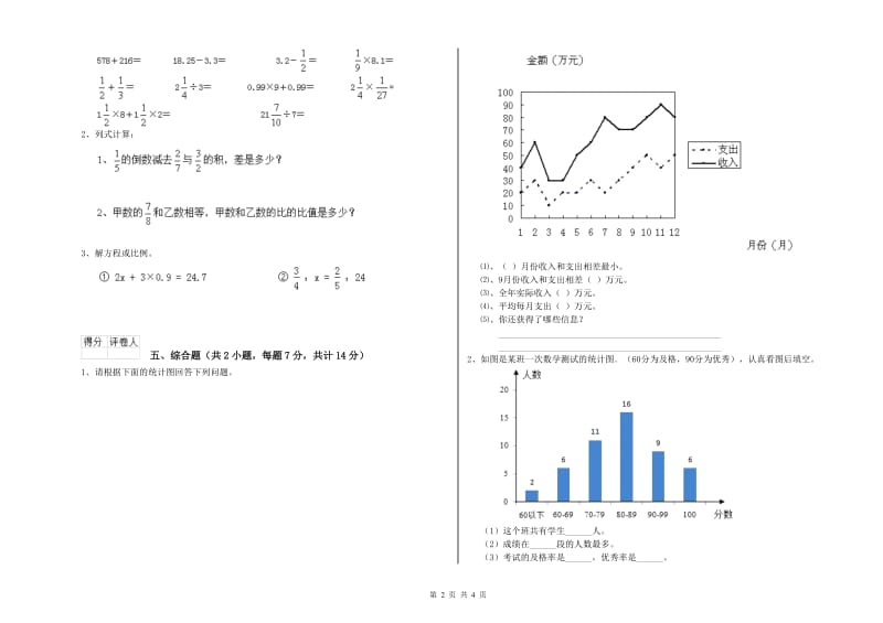上海教育版六年级数学【下册】全真模拟考试试卷A卷 附答案.doc_第2页