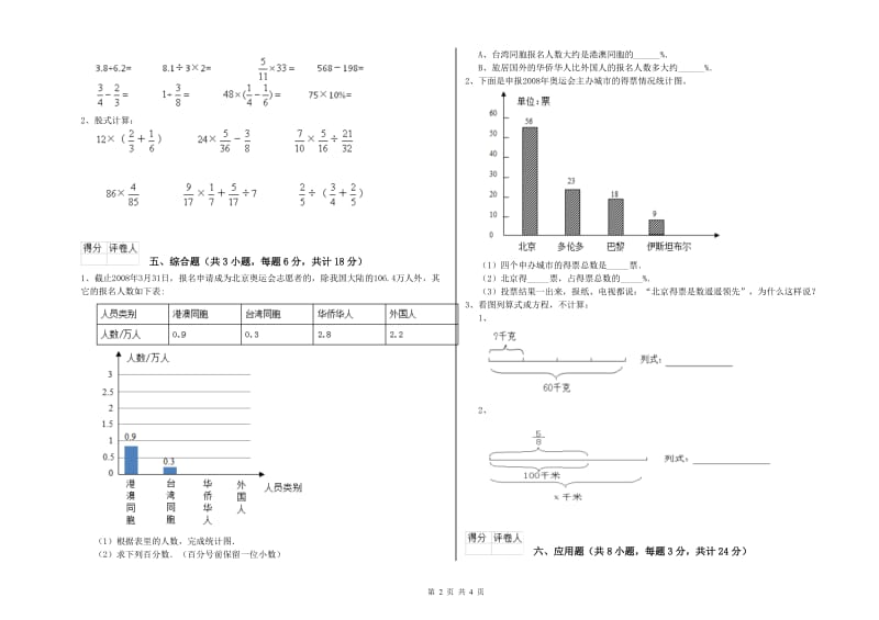 2020年实验小学小升初数学自我检测试卷A卷 人教版（含答案）.doc_第2页