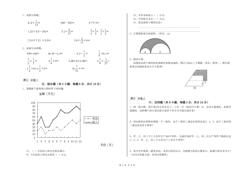 云南省2019年小升初数学考前检测试卷D卷 附答案.doc_第2页