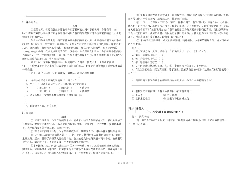 乐山市重点小学小升初语文强化训练试卷 含答案.doc_第3页