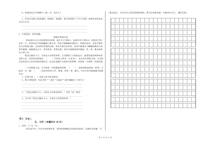 东莞市实验小学六年级语文【下册】能力提升试题 含答案.doc_第3页