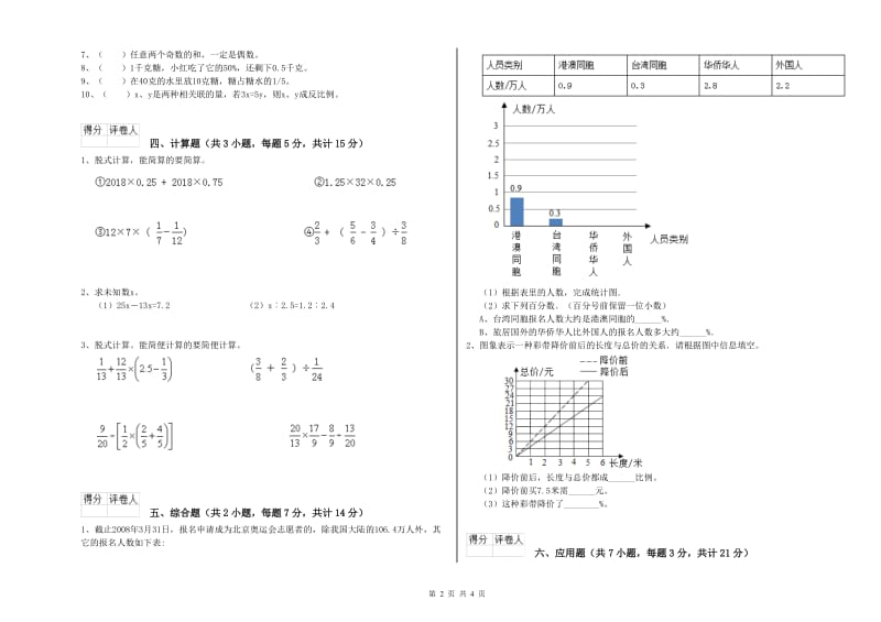 三明市实验小学六年级数学【上册】期末考试试题 附答案.doc_第2页