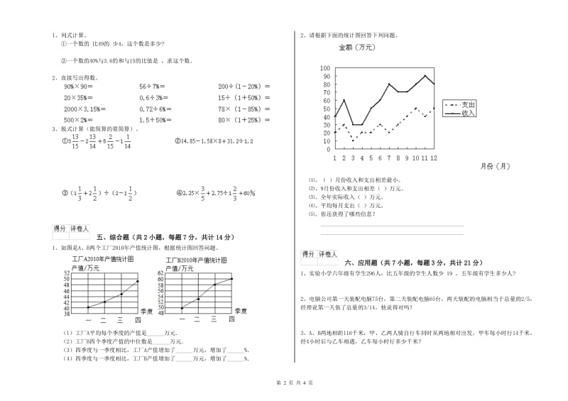 上海教育版六年级数学下学期综合检测试卷D卷 附答案.doc_第2页