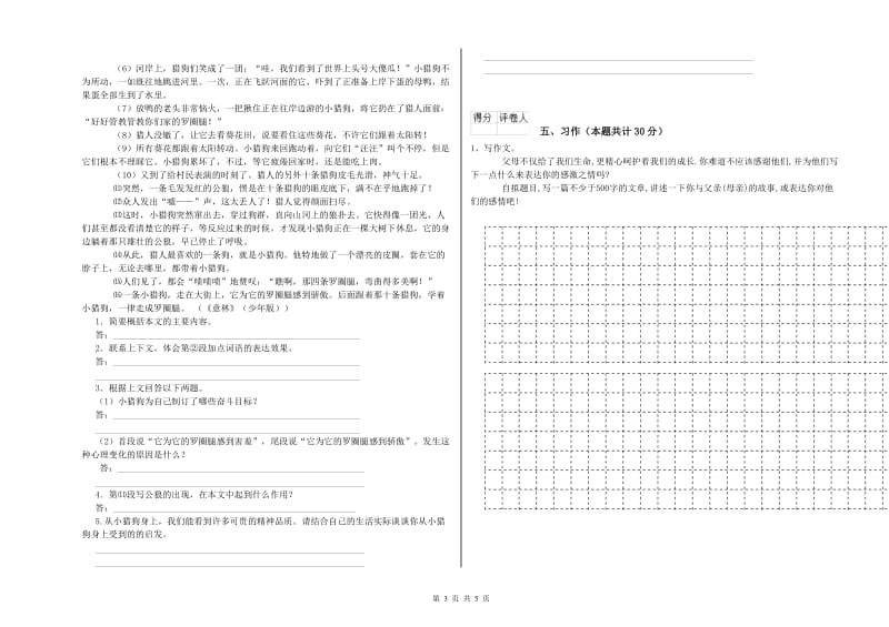 人教版六年级语文下学期模拟考试试题A卷 含答案.doc_第3页