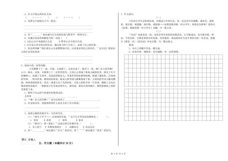 乌兰察布市重点小学小升初语文过关检测试题 附解析.doc_第3页