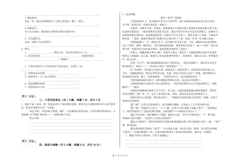 三沙市重点小学小升初语文能力提升试卷 含答案.doc_第2页