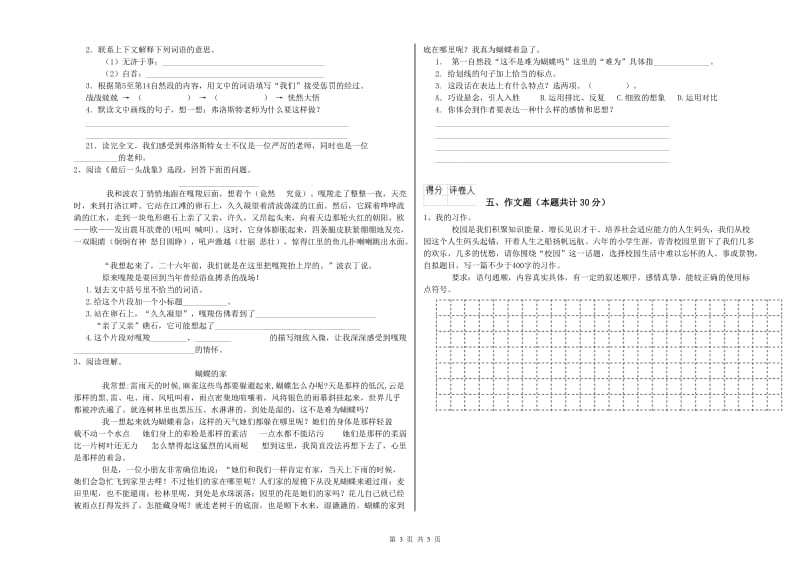 三沙市重点小学小升初语文能力提升试卷 含答案.doc_第3页