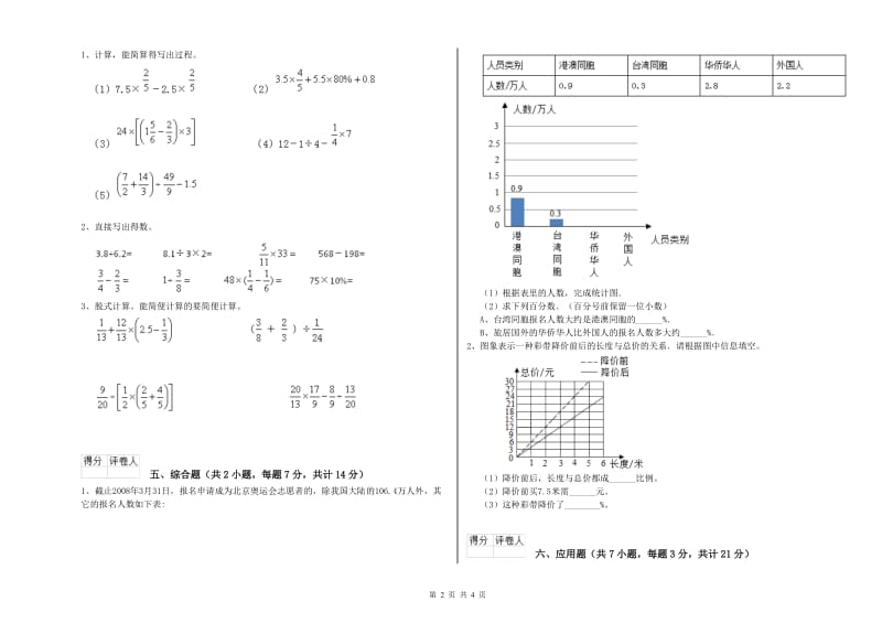 乐山市实验小学六年级数学【上册】期末考试试题 附答案.doc_第2页