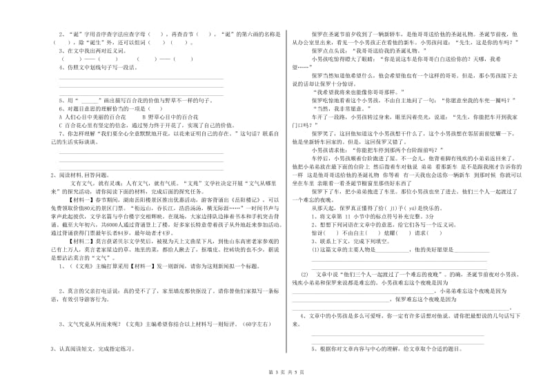 三沙市重点小学小升初语文强化训练试题 含答案.doc_第3页