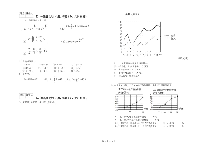 信阳市实验小学六年级数学下学期综合练习试题 附答案.doc_第2页