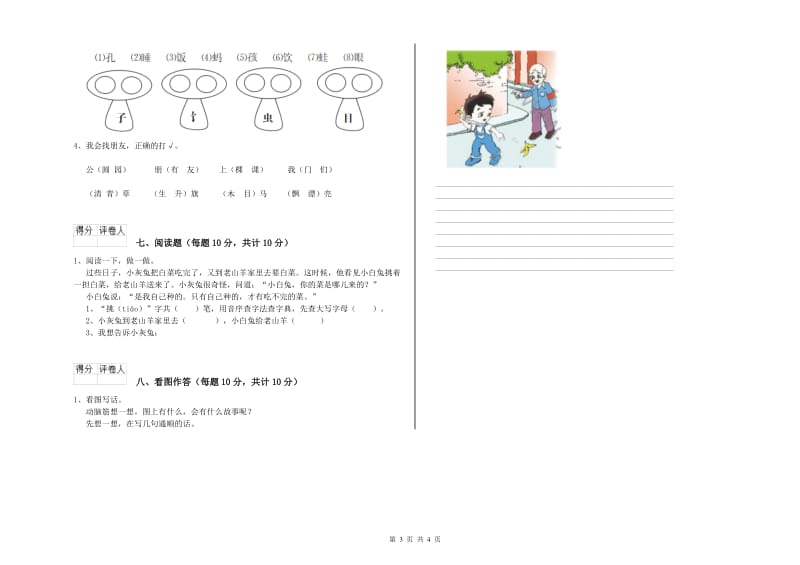 佳木斯市实验小学一年级语文下学期综合检测试题 附答案.doc_第3页