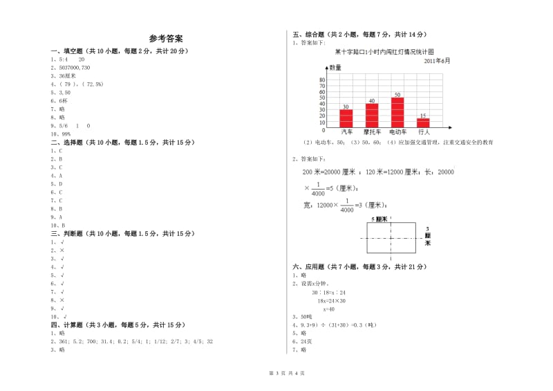 上海教育版六年级数学【上册】强化训练试题B卷 附答案.doc_第3页