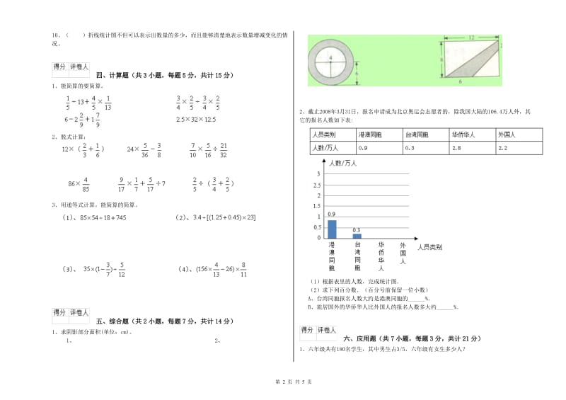 人教版六年级数学【下册】开学检测试题C卷 附答案.doc_第2页