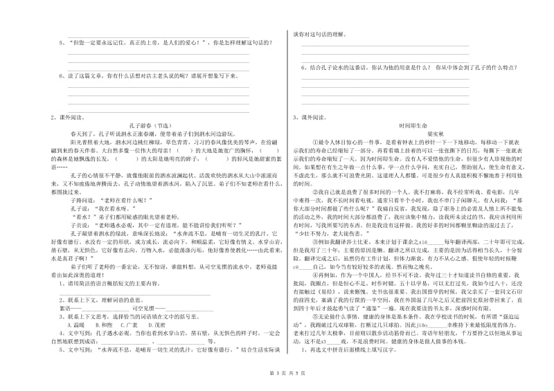 丽江市重点小学小升初语文模拟考试试卷 附答案.doc_第3页