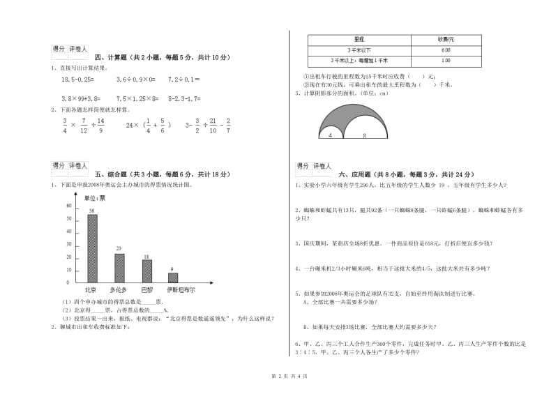 2020年实验小学小升初数学自我检测试卷A卷 人教版（附答案）.doc_第2页