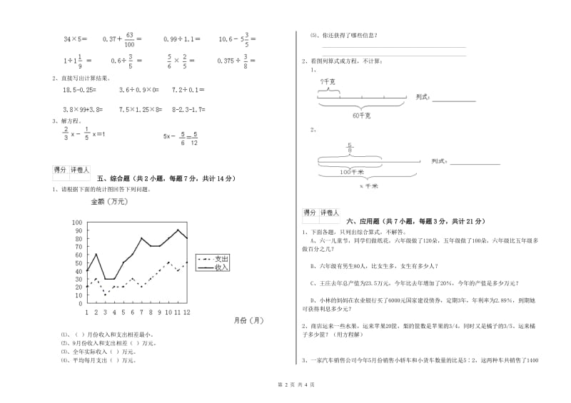 丽江市实验小学六年级数学【下册】全真模拟考试试题 附答案.doc_第2页