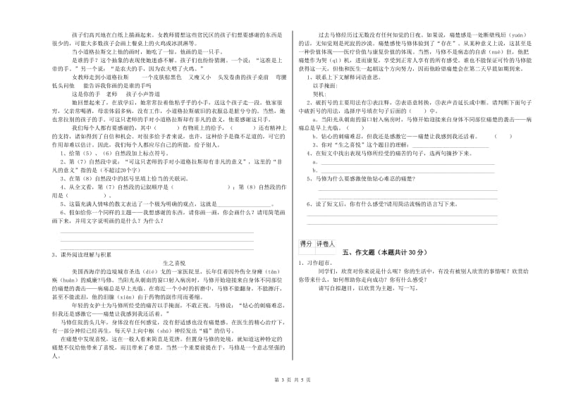 云南省小升初语文综合练习试卷C卷 含答案.doc_第3页