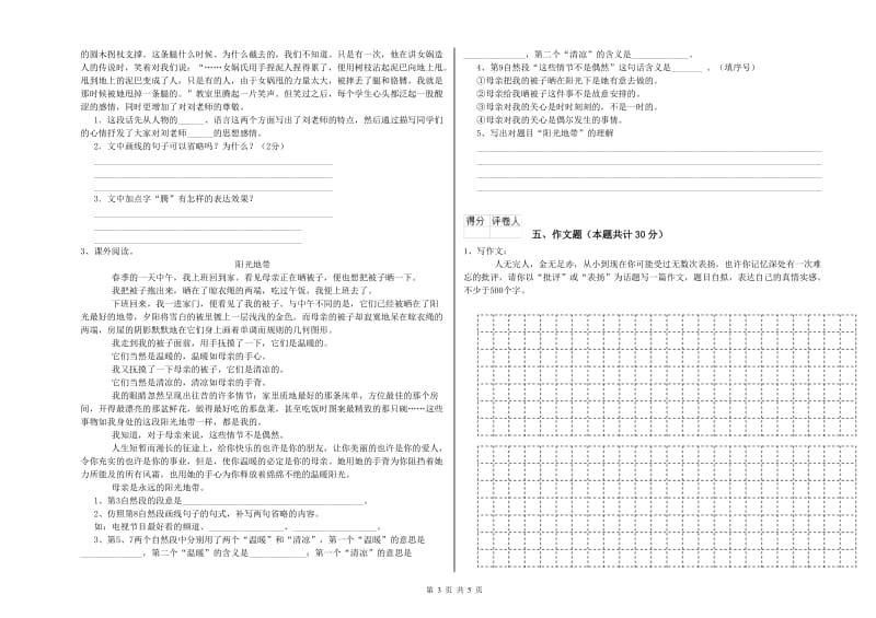 塔城地区重点小学小升初语文提升训练试卷 附答案.doc_第3页