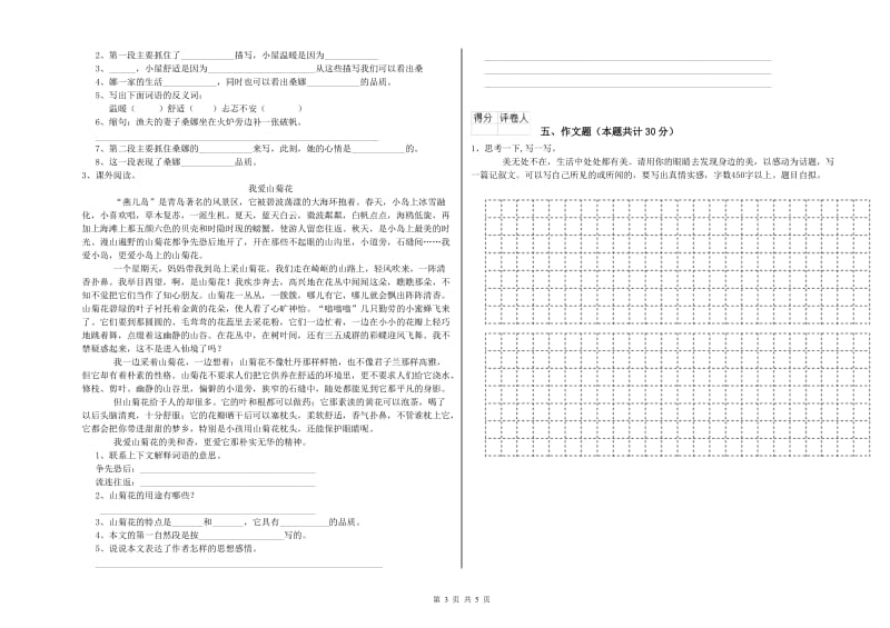 四平市重点小学小升初语文能力测试试题 含答案.doc_第3页