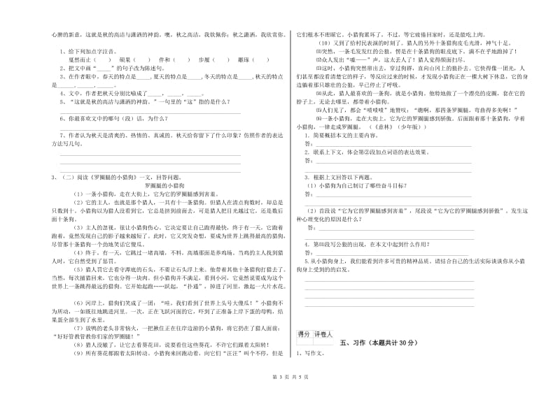 呼和浩特市实验小学六年级语文【下册】综合检测试题 含答案.doc_第3页